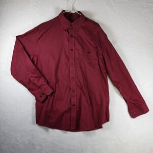 Orvis Mens‎ Red Black Gingham Check Button Down Long Sleeve Shirt